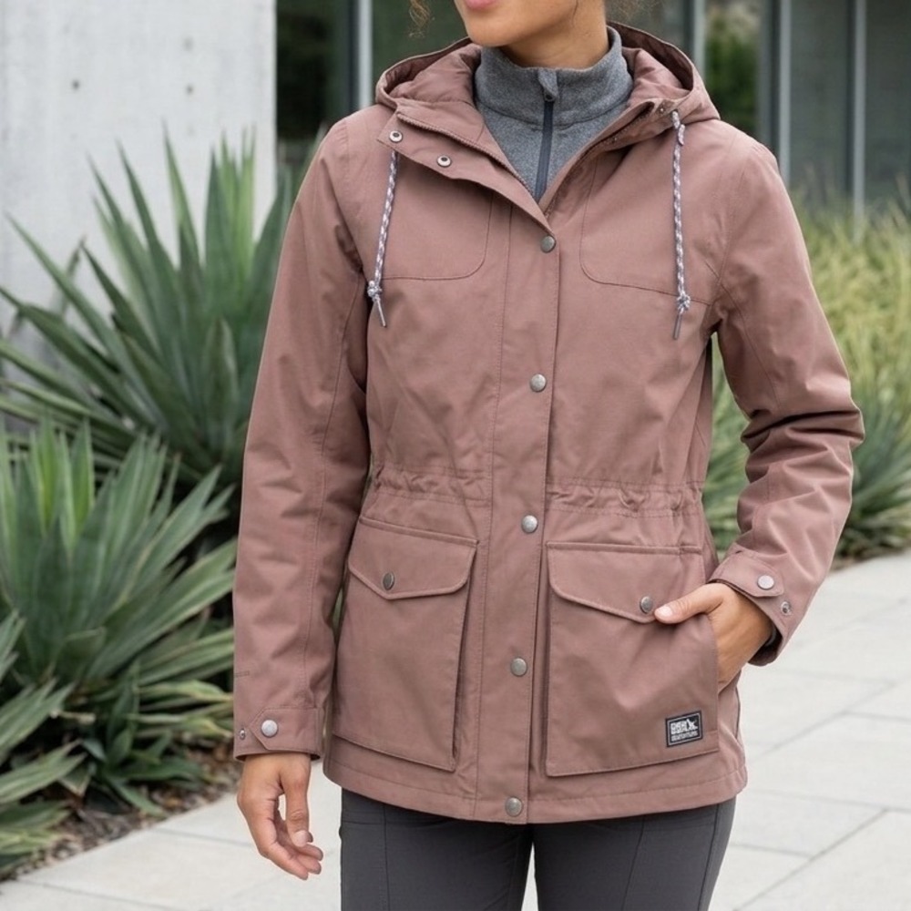 Eddie Bauer Charly Waterproof Rain Jacket Plum Mauve WeatherEdge Parka Womens L